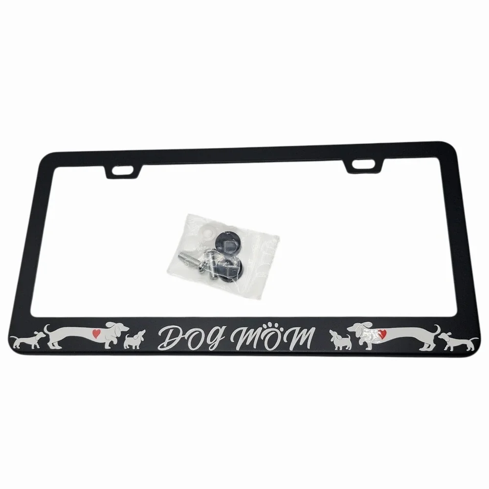 Dog Mom License (1) Plate Frame Dachshund Dog Lover Car Tag Holder‎ Black